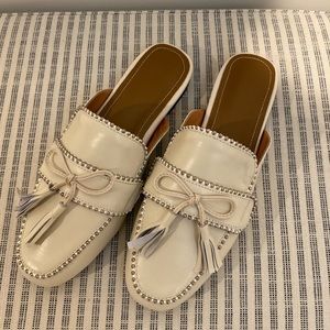 Cream leather loafer mule